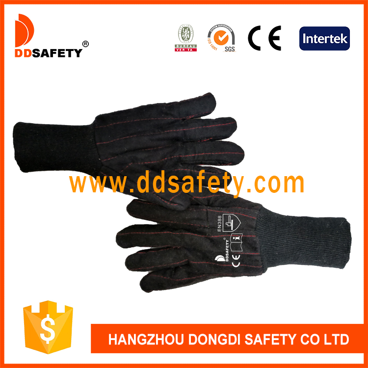 Black three-ply hot mill gloves-DCD539